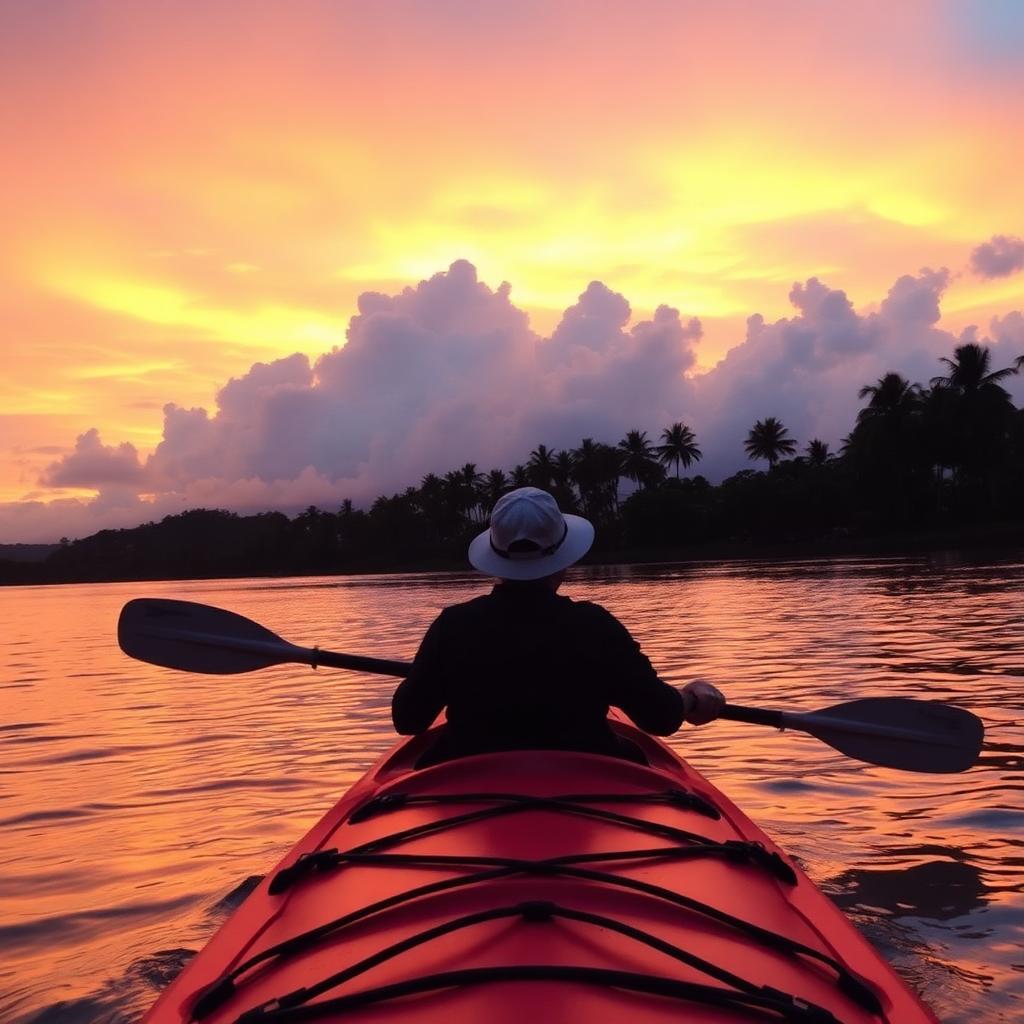 Kayaking at sunset